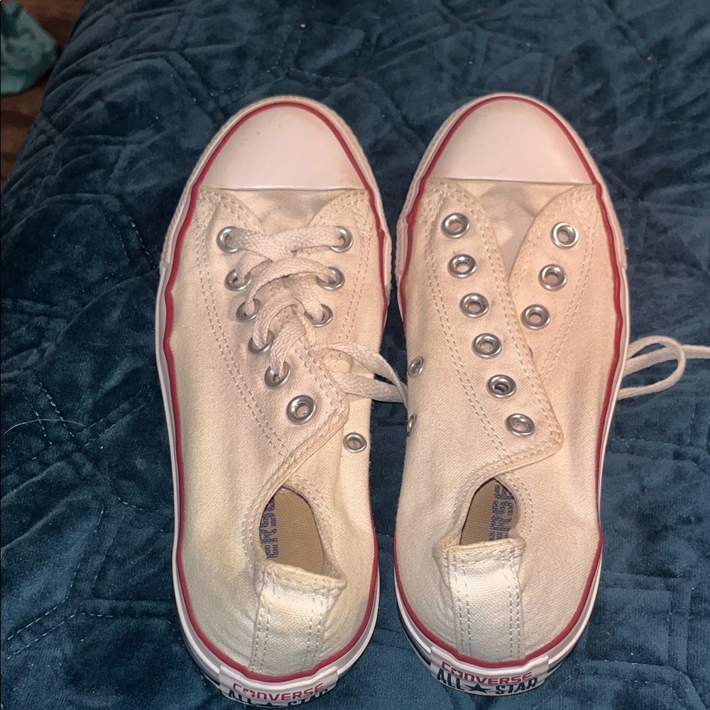 Converse White Low-Top Sneakers with Red Trim